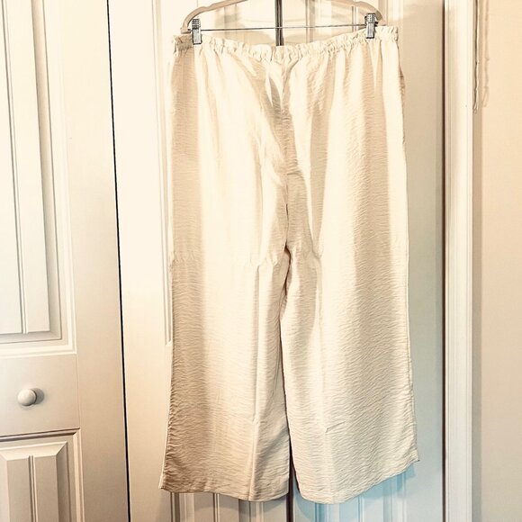 H&M Linen Blend Pull-on, High-rise, Cropped Pants in Cream (XL) New with Tag - Picture 7 of 10